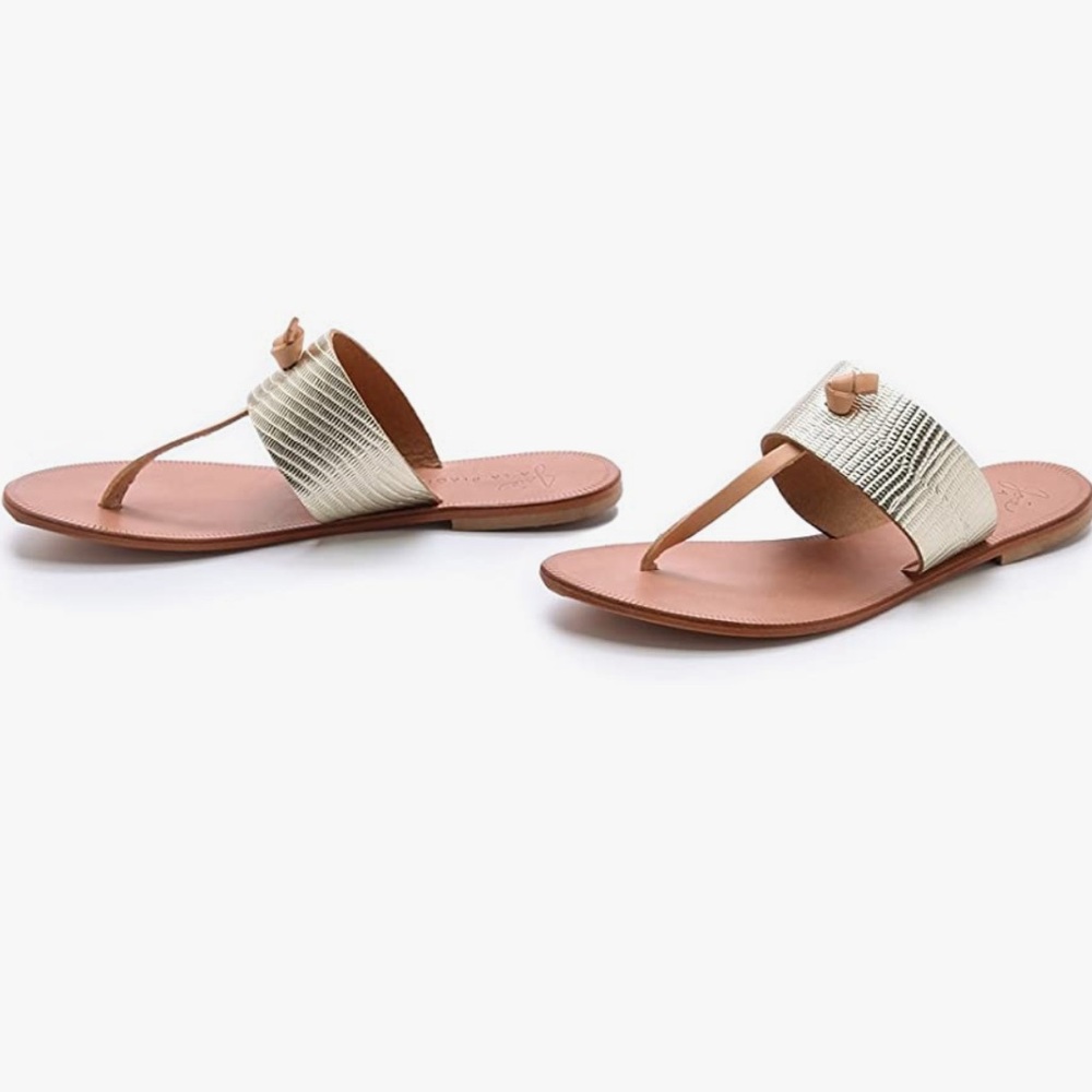 Joie A La Plage Nice Metallic Embossed Leather Thong Sandals Flats Flip Flop - Picture 13 of 13